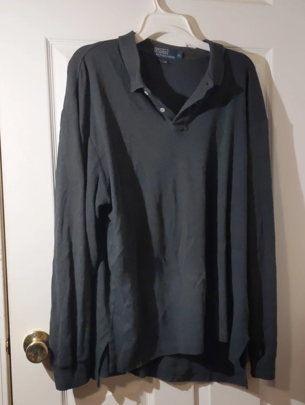 Lot Of 2 Polo Ralph Lauren Black Long-Sleeve Polos with Red & Dark Green Pony